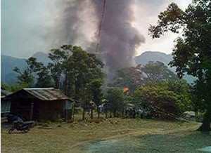 A fire at a ruby-mining town in Mongshu in Shan State was captured on 9 April by a citizen journalist.